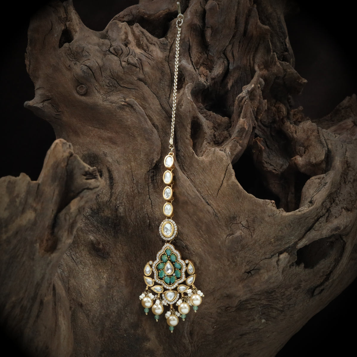 Majestic Blossom Crest Tikka with Decorative Lower Fringe