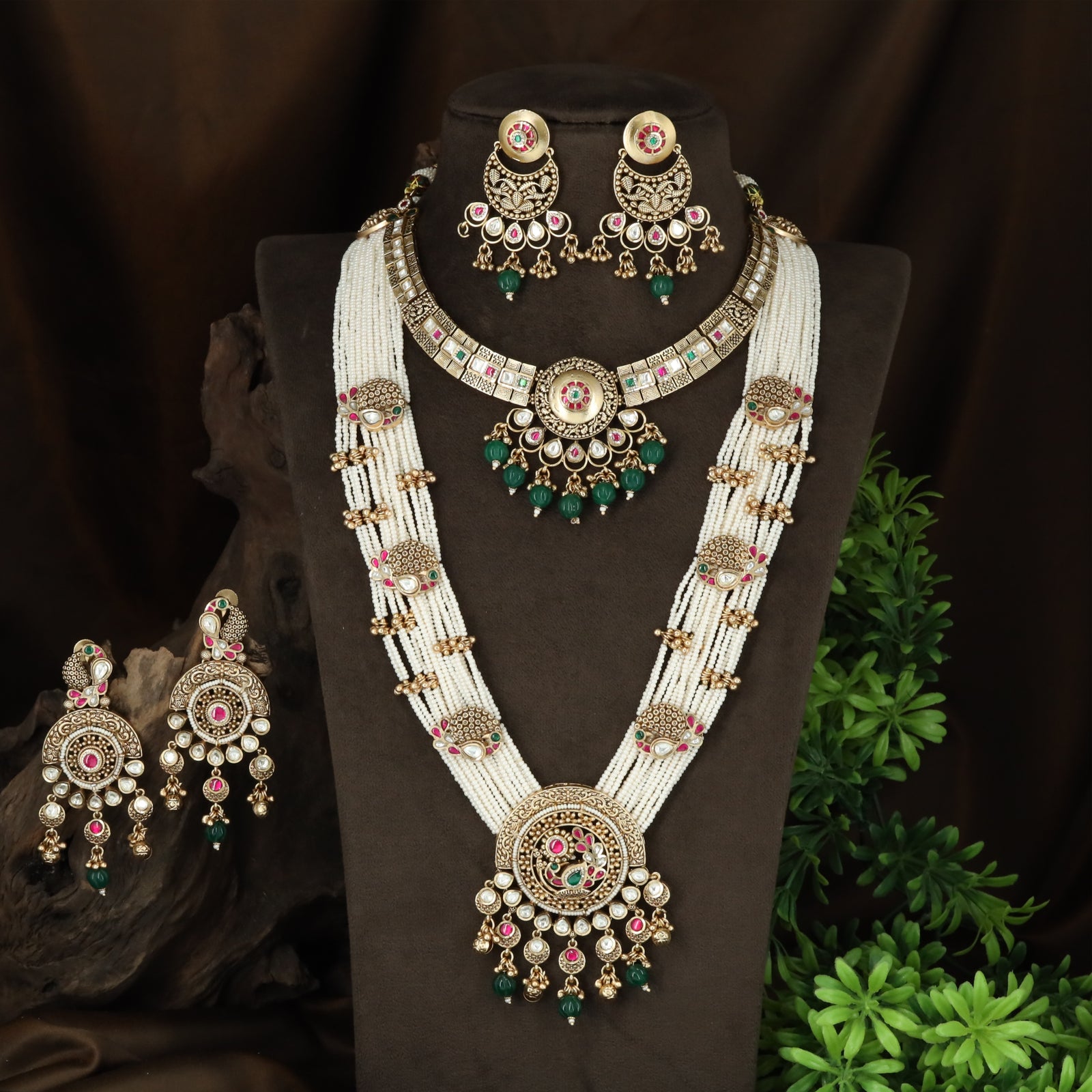 Floral Disc Mayura Pearl Strands Floral Medallion Grand Combo