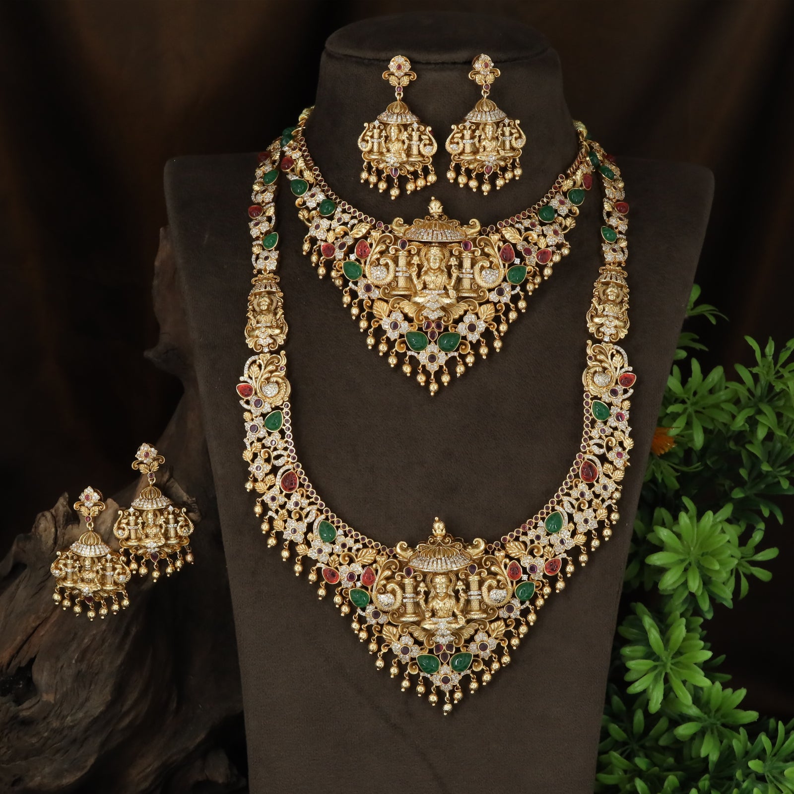 Royal Gaja Lakshmi Arch With Gem Cluster Bridal Collection Combo Set