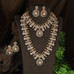 Traditional Circular Peacock Kundan Combo Set with Stone Halo Borders