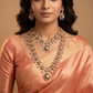 Traditional Circular Peacock Kundan Combo Set with Stone Halo Borders