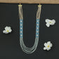 Flowing Crystal Bead Long Haara with Ornamental Flower Link Design