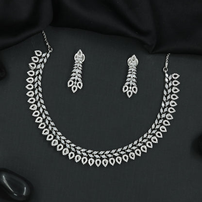 Lumera Sculpted Leaf Necklace Set with Double Line Detailing