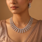 Decorative Floral Link Necklace Set with Cascading Drop Clusters