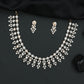 Decorative Floral Link Necklace Set with Cascading Drop Clusters
