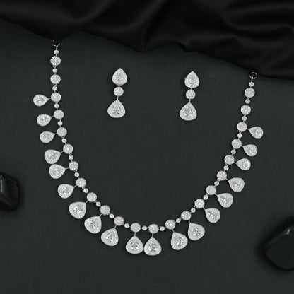 Graduated Teardrop Cascade Necklace with Round Link Detailing