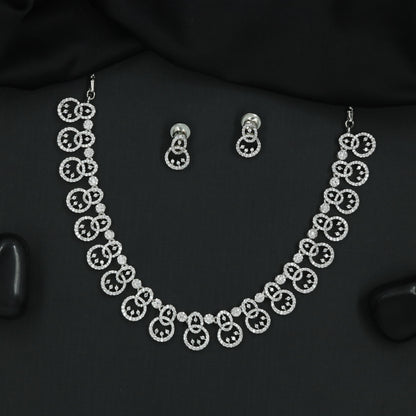 Circular Medallion Link Necklace Set with Interlocking Disc Motifs