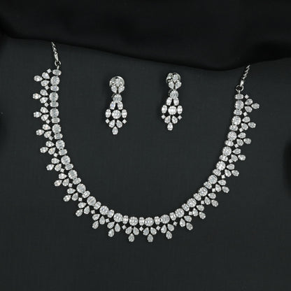 Artistic Blossom Garland Necklace Set with Balanced Drop Embellishments