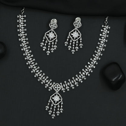 Elegant Star Frame Necklace Set with Cascading Drop Charms