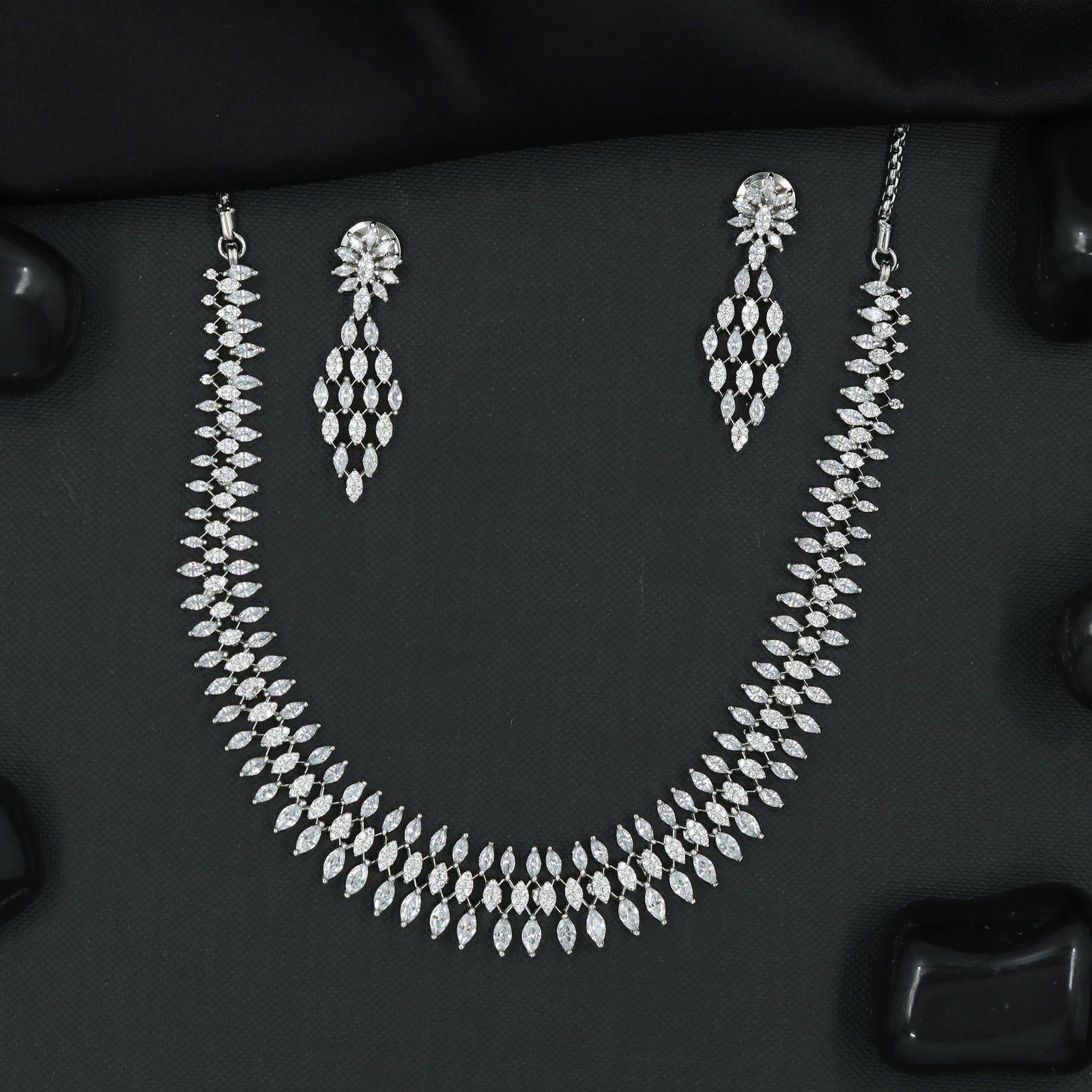 Branch Inspired Marquise Pattern with Cascading Fringe Border