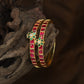 Floral Centre Motif Jadau Bangles with Rectangular Stone Channel Pattern