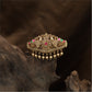 Imperial Twin Peacock Crest Hair Clip with Ornate Circular Medallion and Dangling Bead Fringe