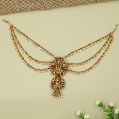 Majestic Goddess Centre Jade Bille with Layered Mati Pearl Chains