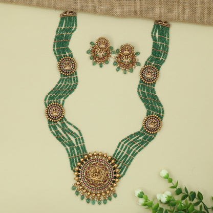 Graceful Multi Strand Beaded Long Haara with Circular Motif Connectors