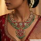 Graceful Peacock Motif Jadau Necklace with Statement Heart Shape Pendant