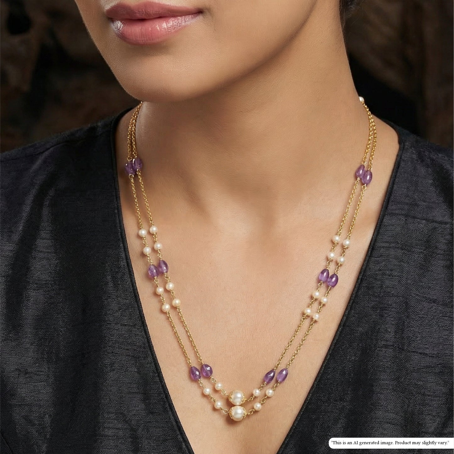 Orbit Double Strand Necklace with Symmetrical Bead Arrangement