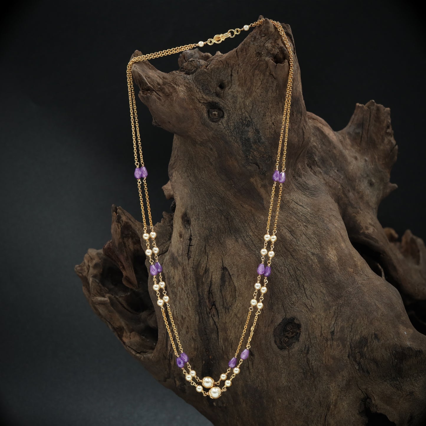 Orbit Double Strand Necklace with Symmetrical Bead Arrangement