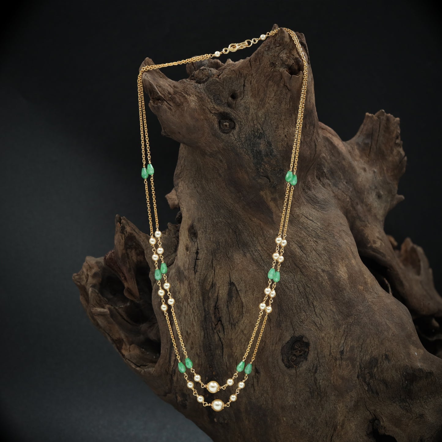 Orbit Double Strand Necklace with Symmetrical Bead Arrangement
