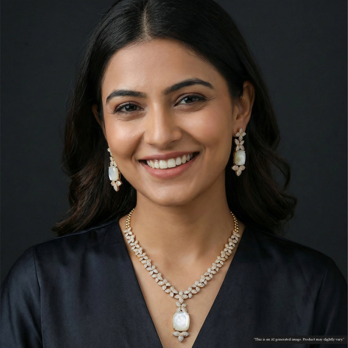 Stylish Blossom Necklace with Symmetrical Flower Links and Hanging Pendant