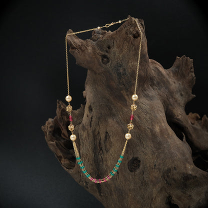 Bead Chain Design with Decorative Pearl Links and Drop Detailing