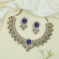 Intricate Stonework Necklace with Repetitive Border Design and Drop Attachments