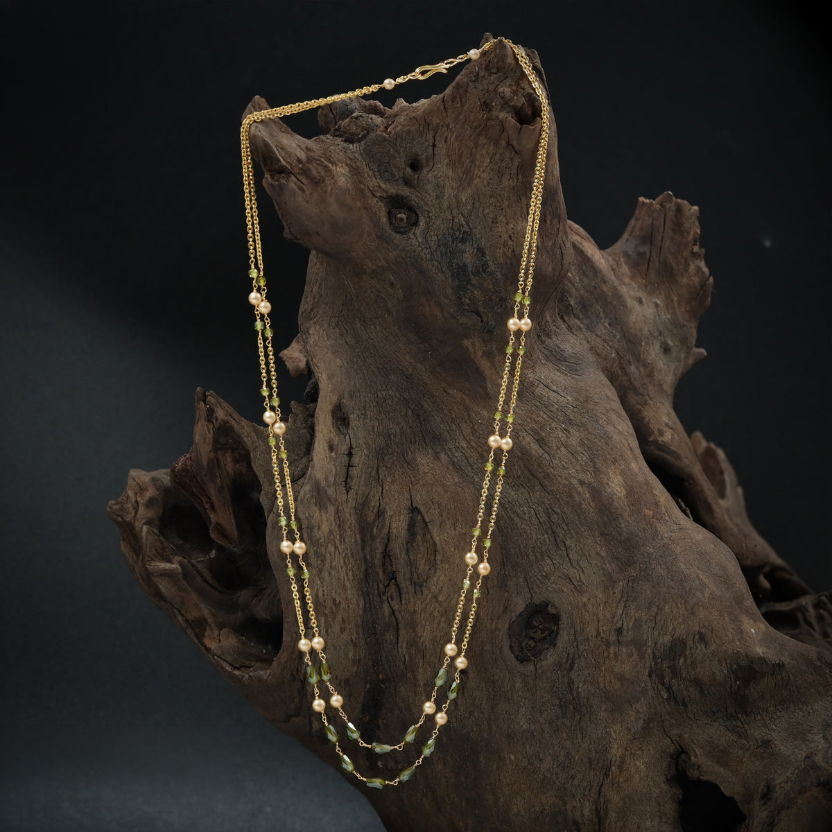 Elegant Antique Beads Chain With Twin Strand Detailing