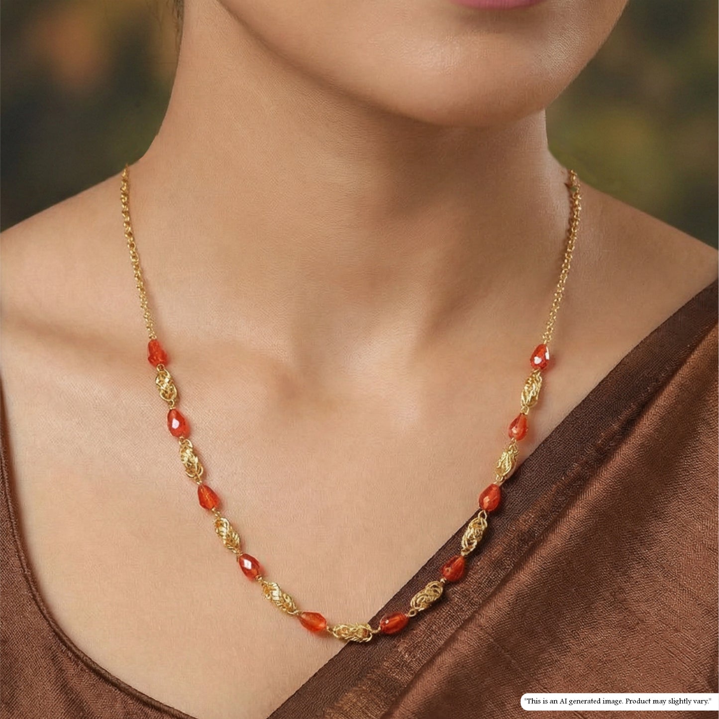 Delicate Chain with Structured Bead Flow and Decorative Gold Sections