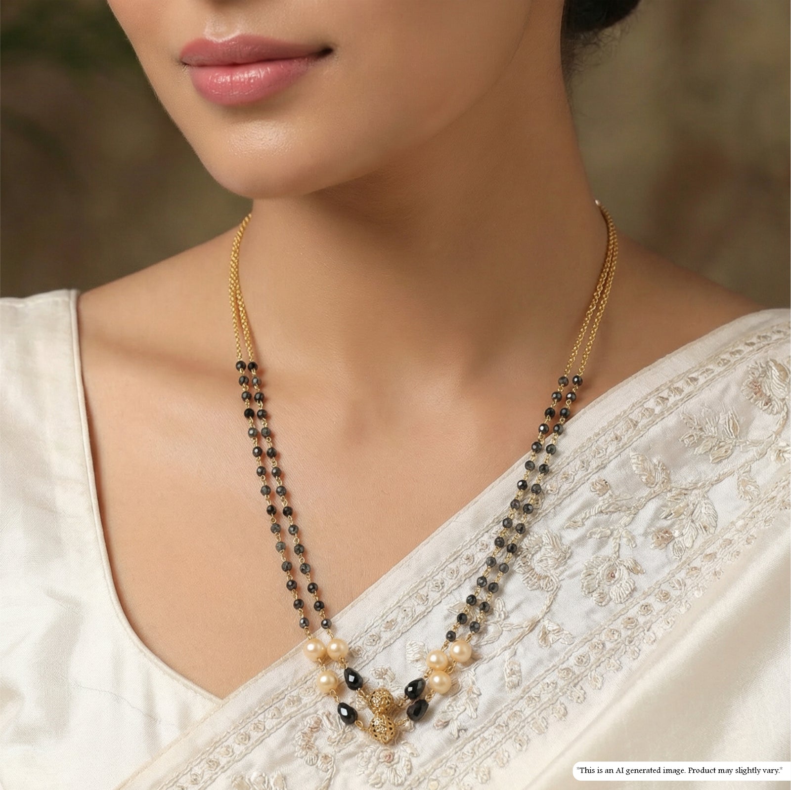 Sleek Dual Strand Beads with Fine Chain and Faceted Accents