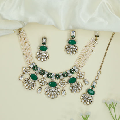Decorative Blossom Necklace with Layered Side Strands