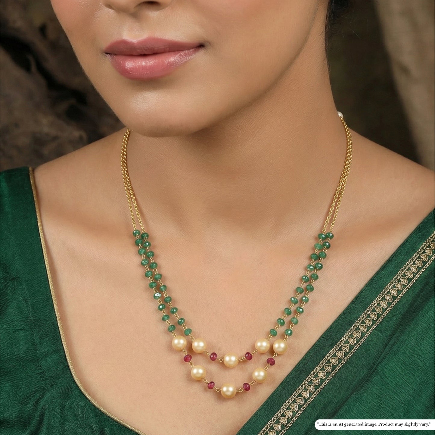 Layered Chain with Bead Strands and Pearl Accents