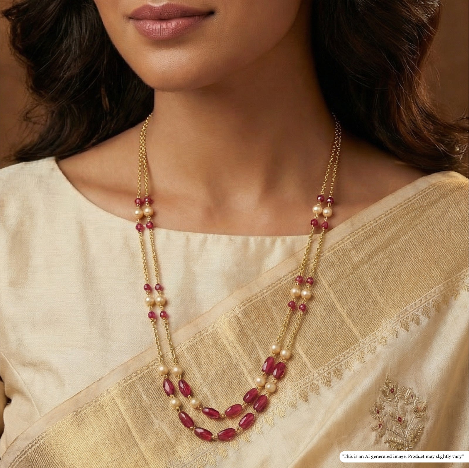 Contoured Dual Chain Beads with Balanced Accent Placement and Flow