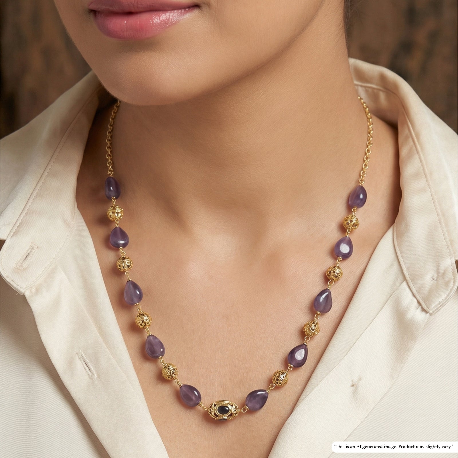 Alternating Bead Chain with Decorative Gold Accents and Spacers