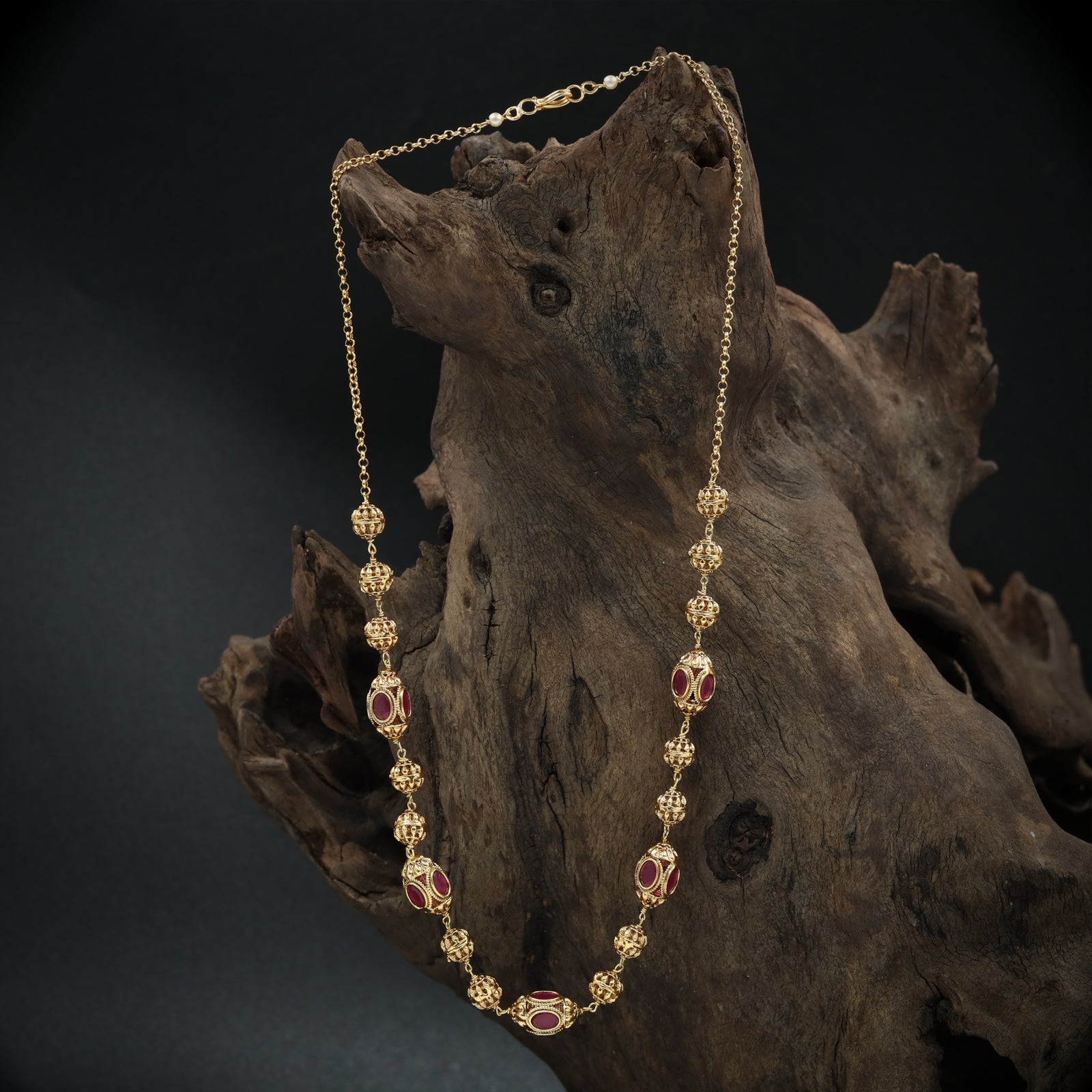 Antique Style Beaded Chain with Decorative Motif Links