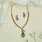 Classic Leaf Link Matt Necklace with Detailed Peacock Drop Form