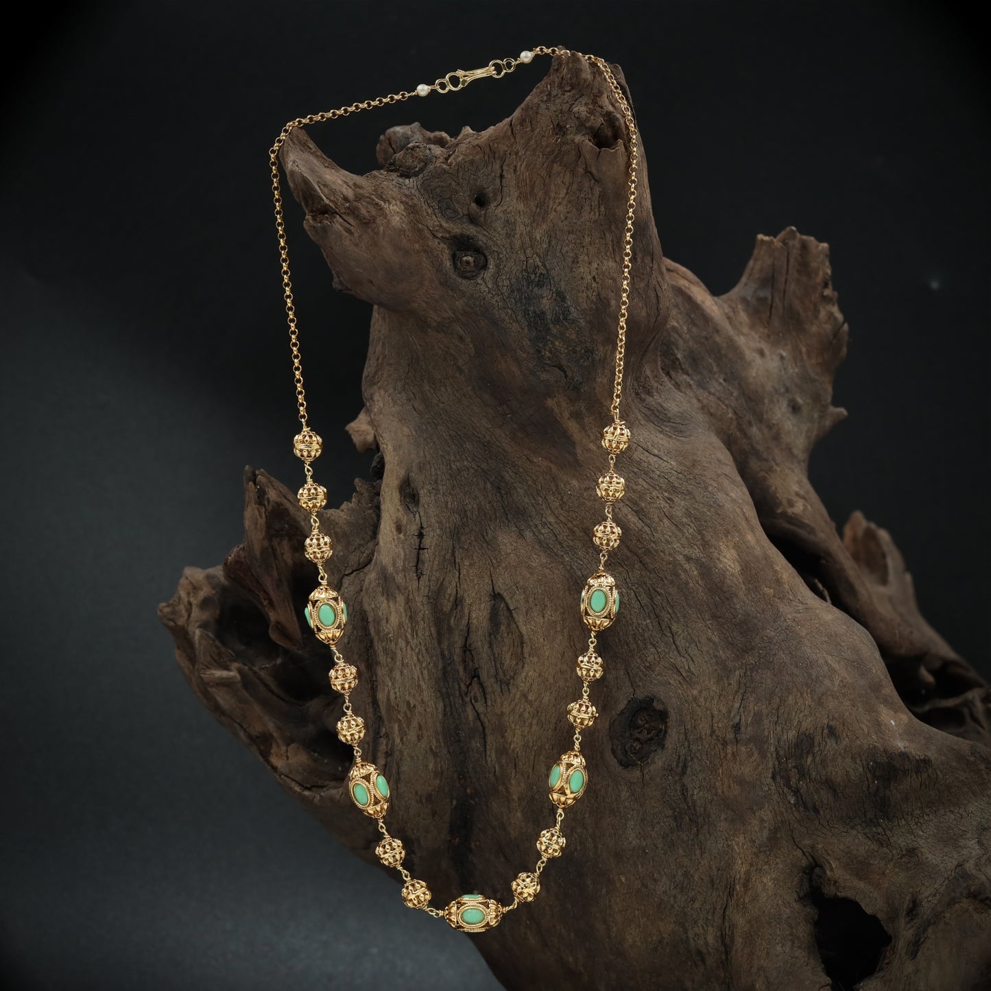 Antique Style Beaded Chain with Decorative Motif Links