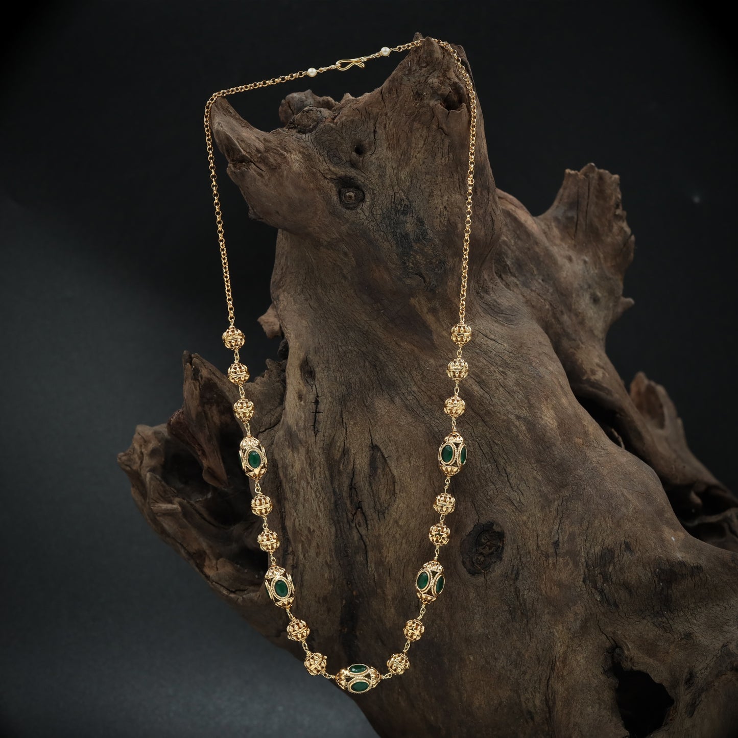 Antique Style Beaded Chain with Decorative Motif Links