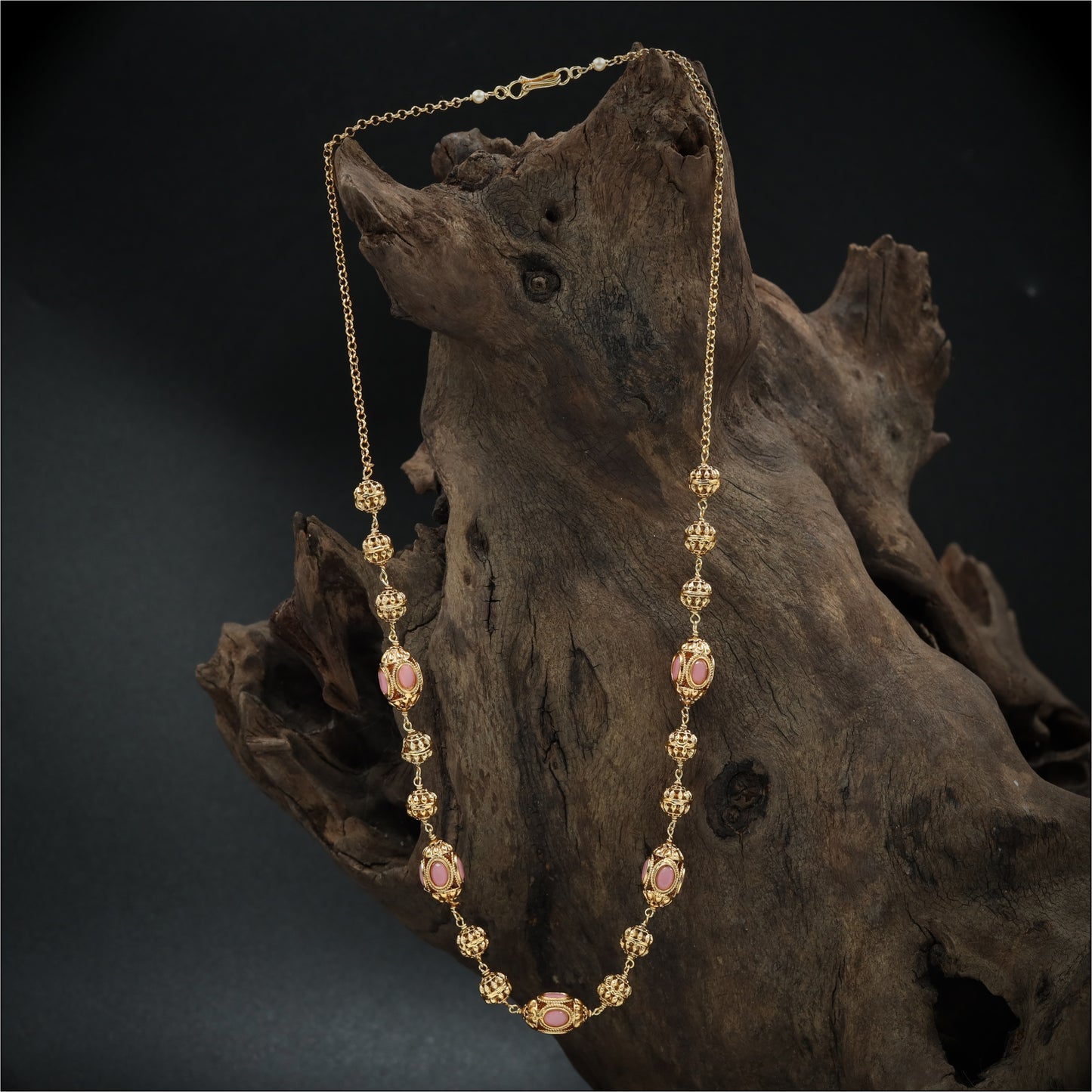 Antique Style Beaded Chain with Decorative Motif Links