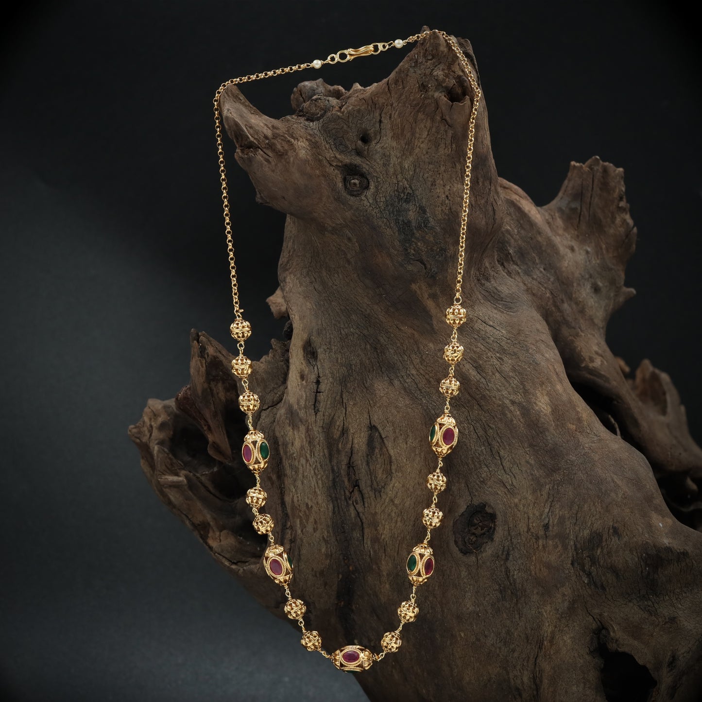 Antique Style Beaded Chain with Decorative Motif Links