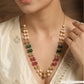 Triple Section Beads Chain with Pearl Clusters and Accent Layers