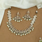 Graceful Beaded Side Necklace with Clustered Kundan Work and Pearl Drop Border