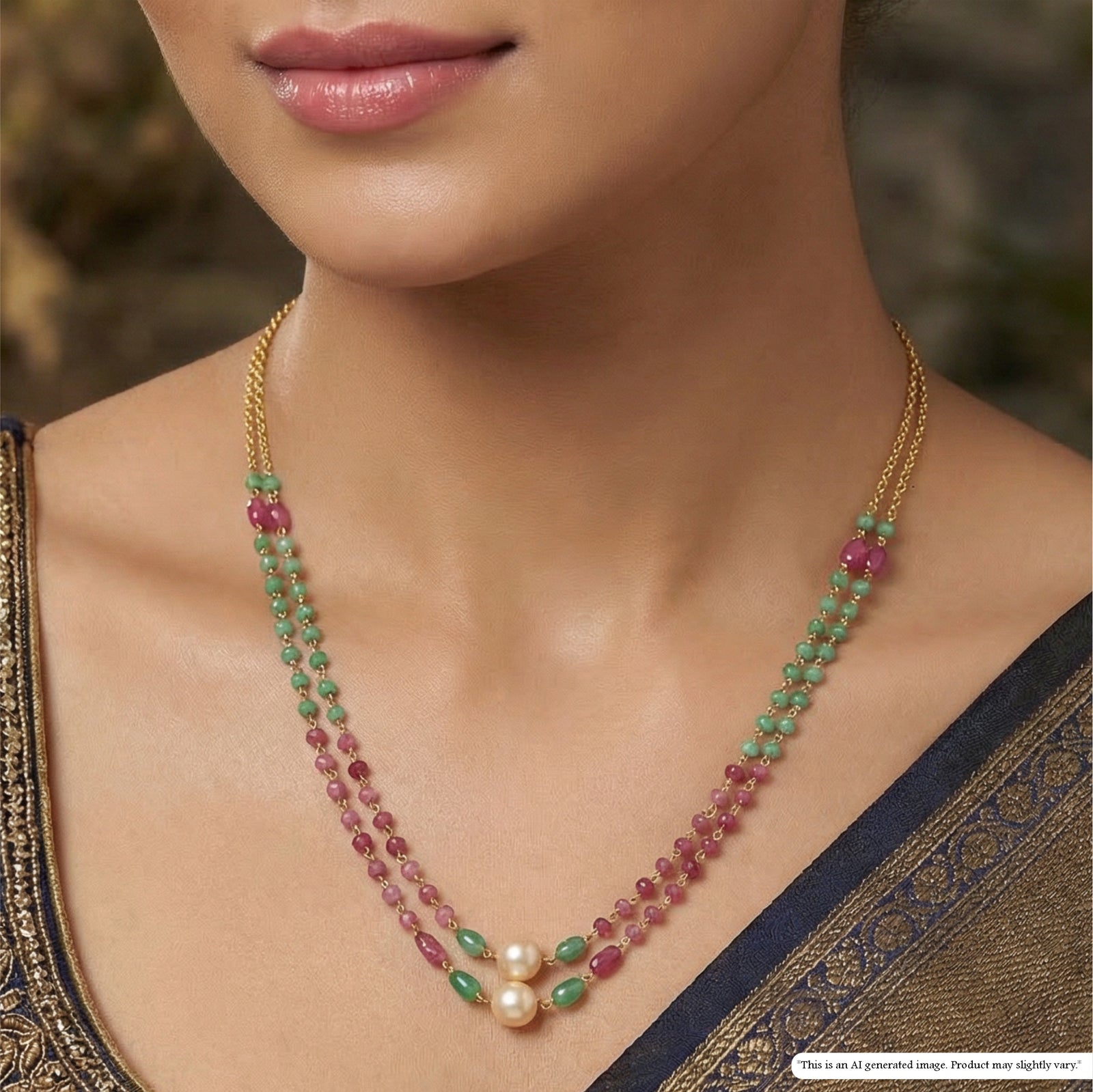 Vibrant Dual Strand Beads with Mixed Accent Clusters and Drop Units
