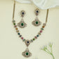 Gilded Bead Necklace with Repeating Floral Connectors and Tiered Pendant