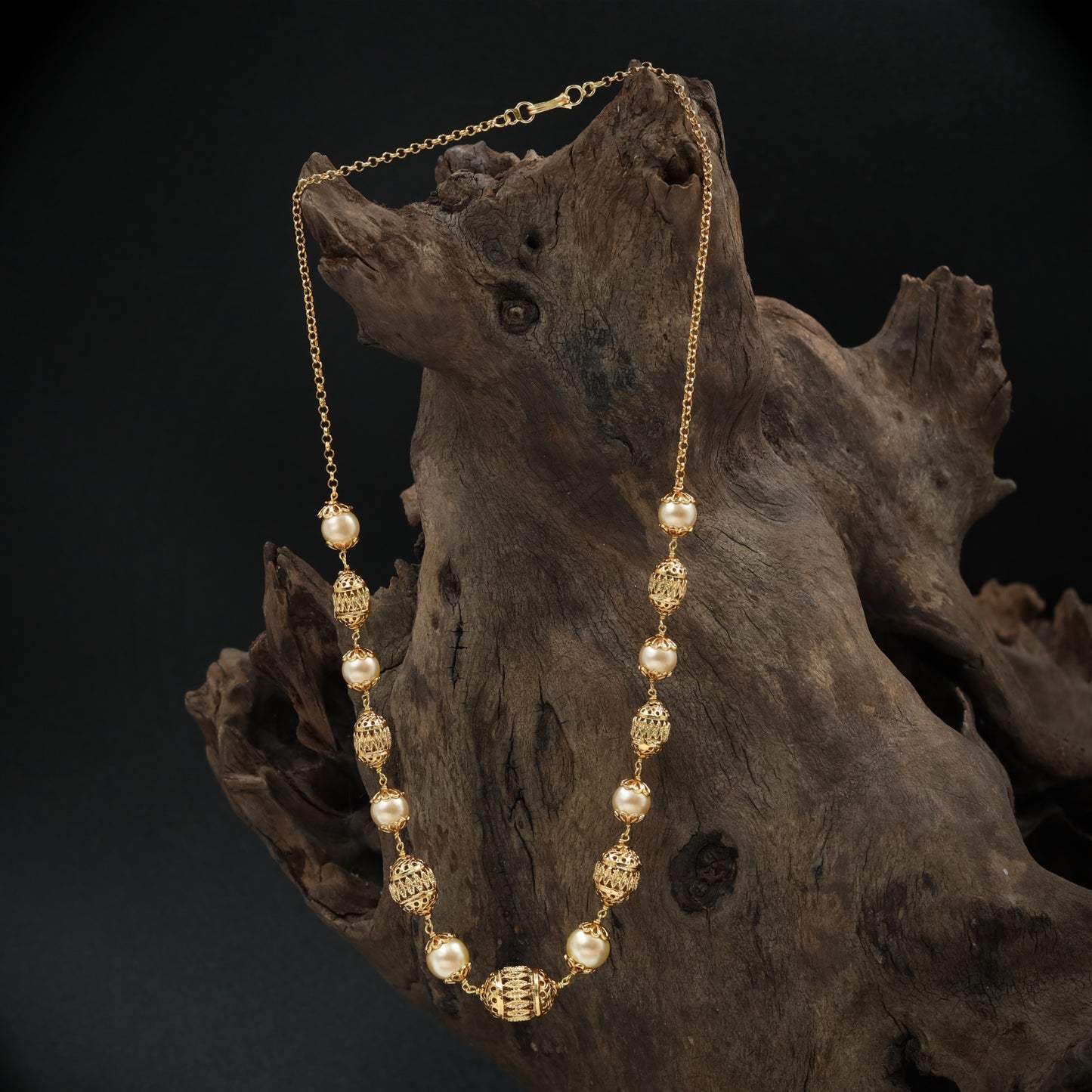 Graceful Alternating Beads with Textured Barrel and Round Accents