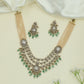 Draped Multi Strand Necklace with Central Kundan Layers and Hanging Drop Accents