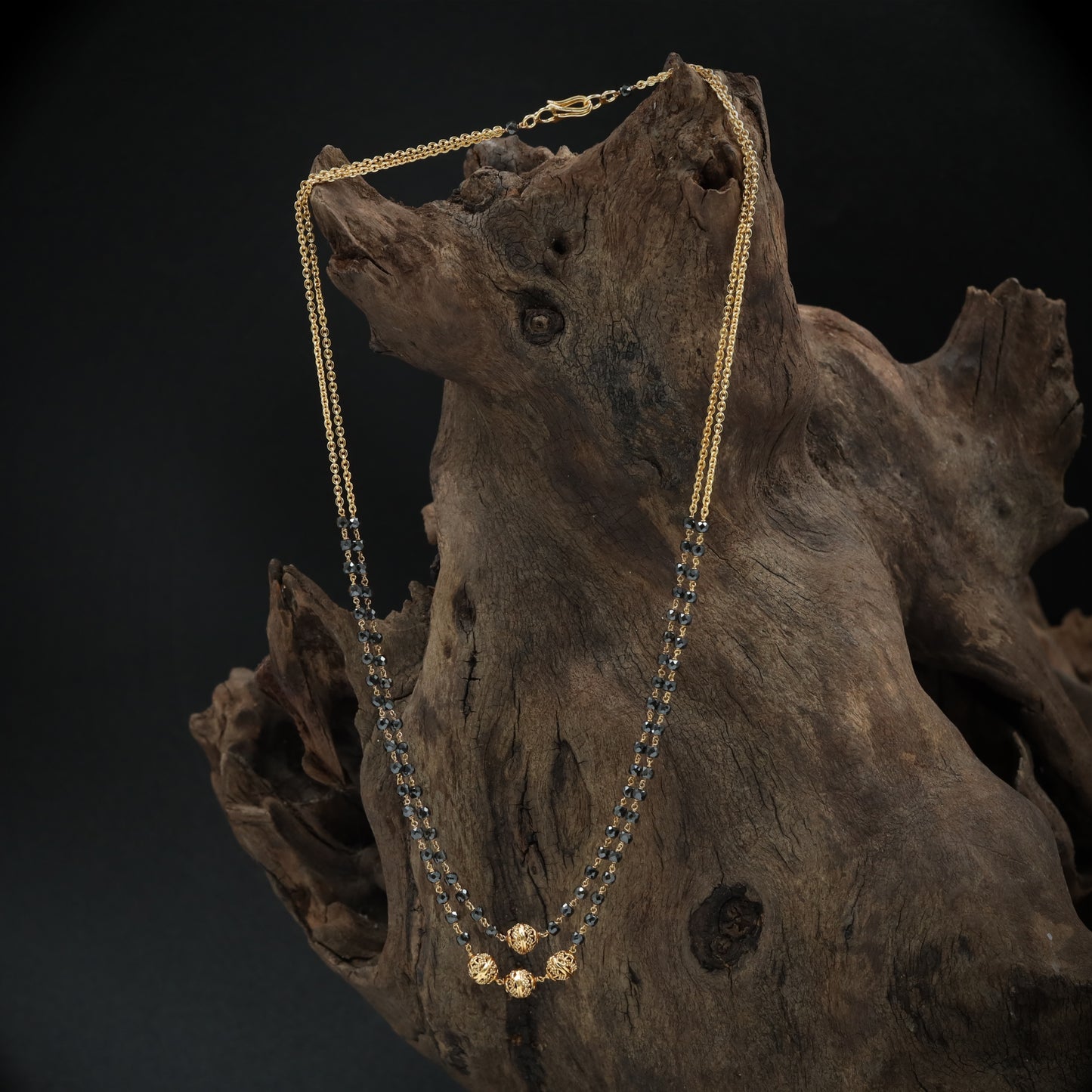 Delicate Dual Line Beaded Chain with Spaced Spherical Drops