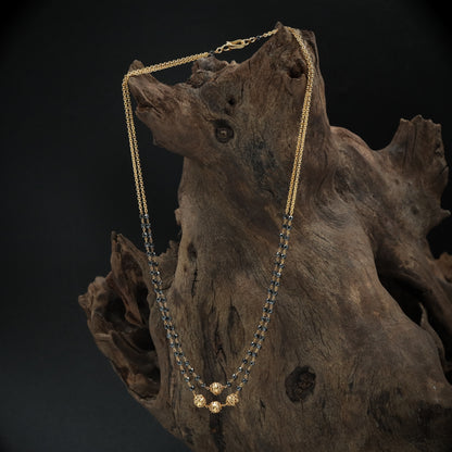 Delicate Dual Line Beaded Chain with Spaced Spherical Drops