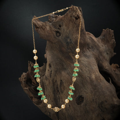 Stylish Bead with Structured Pearl Intervals and Detailed Cluster Work