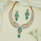 Wide Curve Kundan Necklace with Open Grid Edges and Center Drop Detail
