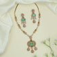 Classic Elephant Detail Kundan Necklace with Oval Pendant and Dangling Ends