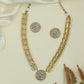 Butterfly Link Kundan Necklace with Wing Segments and Circular Pendant